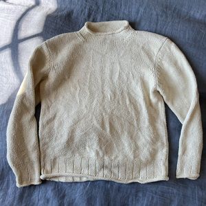 Vintage L.L. Bean cream Cotton Rollneck Sweater Size S/M